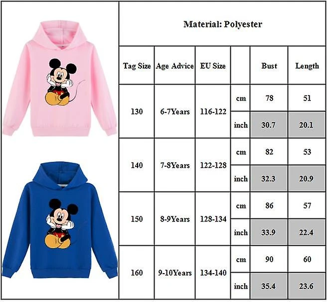 Kids Mickey Mouse Printed Cartoon Hoodies Hoody Tops Sweatshirt Boys Girls Hooded Pullover 7-8Years Black - Image 2