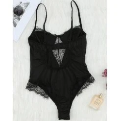 Sexy One Piece Teddies Lingerie Lace Bodysuit(Black, M)