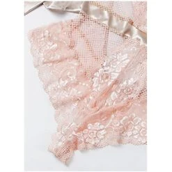 Women Lingerie One Piece Fishnet Teddy Lace Cups Bodysuit Mesh Babydoll, S-XXL（Peachy Pink，XL）