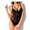 Womens Sexy Bodysuit Lingerie One Piece Babydoll V Neck Teddy Snap Crotch(Black, S)