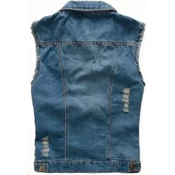 2023 New Men Fashion Sleeveless Jacket Vest Waistcoat Jeans Weskit Cowboy Vest Tw Blue