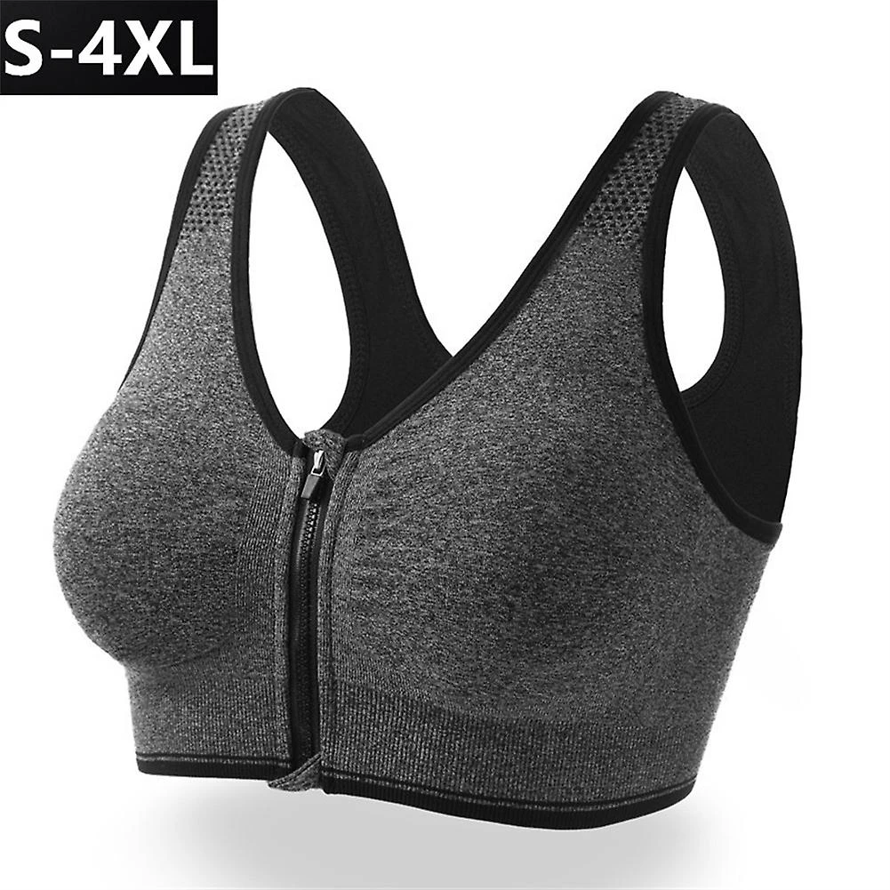 Ladies Zip Front Fastening Sports Bra Medium To High Impact Non Wired Comfort