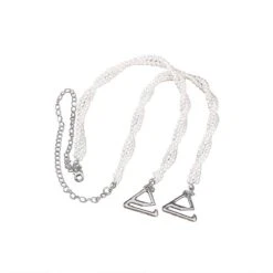 Dual-layer Pearls Decorative Bra Straps Neck Hanging Adjustable Removable Fancy Bra Strap Replacement For Bra Tops Dress (silver)