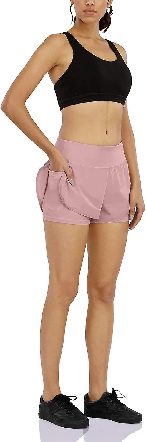 Women Athletic Shorts With Inner Zipper Pockets Loose Gym Yoga Shorts Quick-dry Workout Sports Active Running Shorts-825 - Image 3