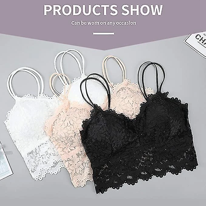 Women's Lace Bra Without Underwire, Padded Lace Yoga Sports Bra Top Set M - Image 5