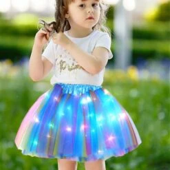 Luminous Led Tutu Skirt For Girls 2-12 Years,elastic 3 Layered Light Princess Led Dancing Skirt Jp Green