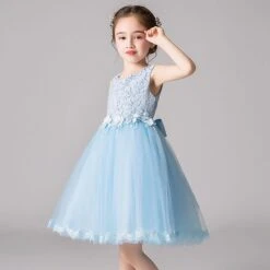 Flower Girl Dress Lace Tulle Dress Formal Special Occasion Party Gown For Girls 110-170cm