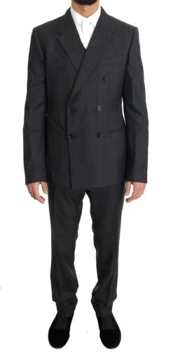 Dolce & Gabbana Men's Gray Wool Silk Double Breasted Slim Suit