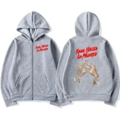 Anuel Aa Real Hasta La Muerte Zipper Hoodie Men's Fashion Pullover Zip Up Jacket Sweatshirt Unisex Oversized Hoodies Streetwear M