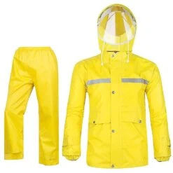 Women Rain Suit Jacket & Trouser Suit Raincoat Outdoor Waterproof Anti-storm XXL Yellow