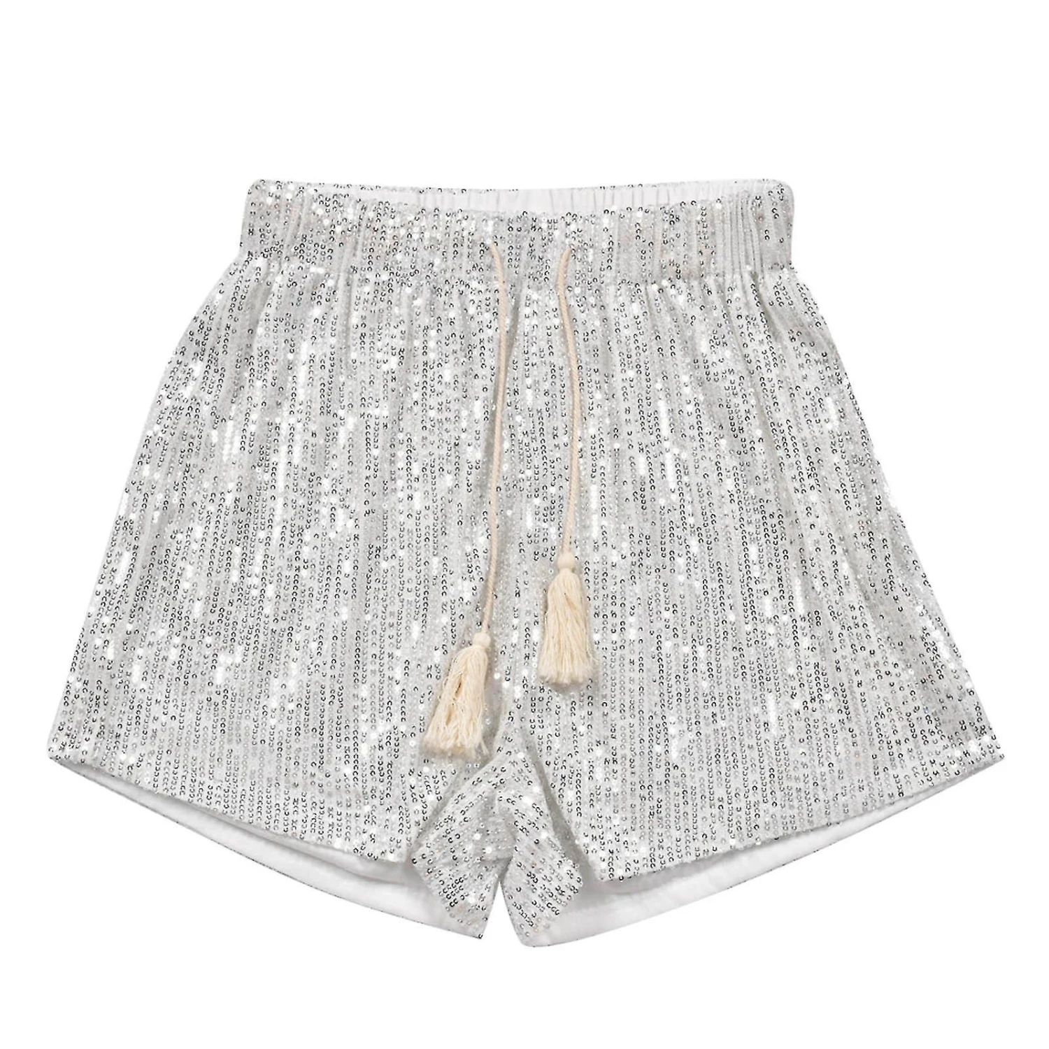 Womens Shorts Women Sequins Shorts High Waist Casual Loose A Line Hot Pants Sparkly Wear -out Skorts Shorts For Women S - Image 2