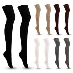 1pair Women Stockings Lengthened Breathable Cotton Over Knee Thigh Socks For Lady