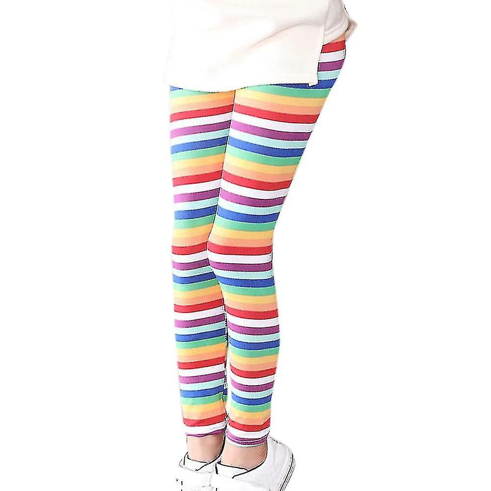 Kids Girls Printed Leggings Casual Slim Fit Trousers Stretch Skinny Pants Rainbow