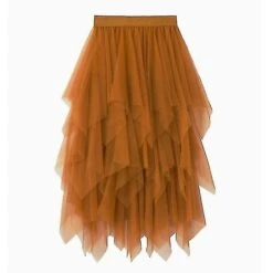 Women Tulle Skirt Elastic Waist Mesh Long Piece Skirt