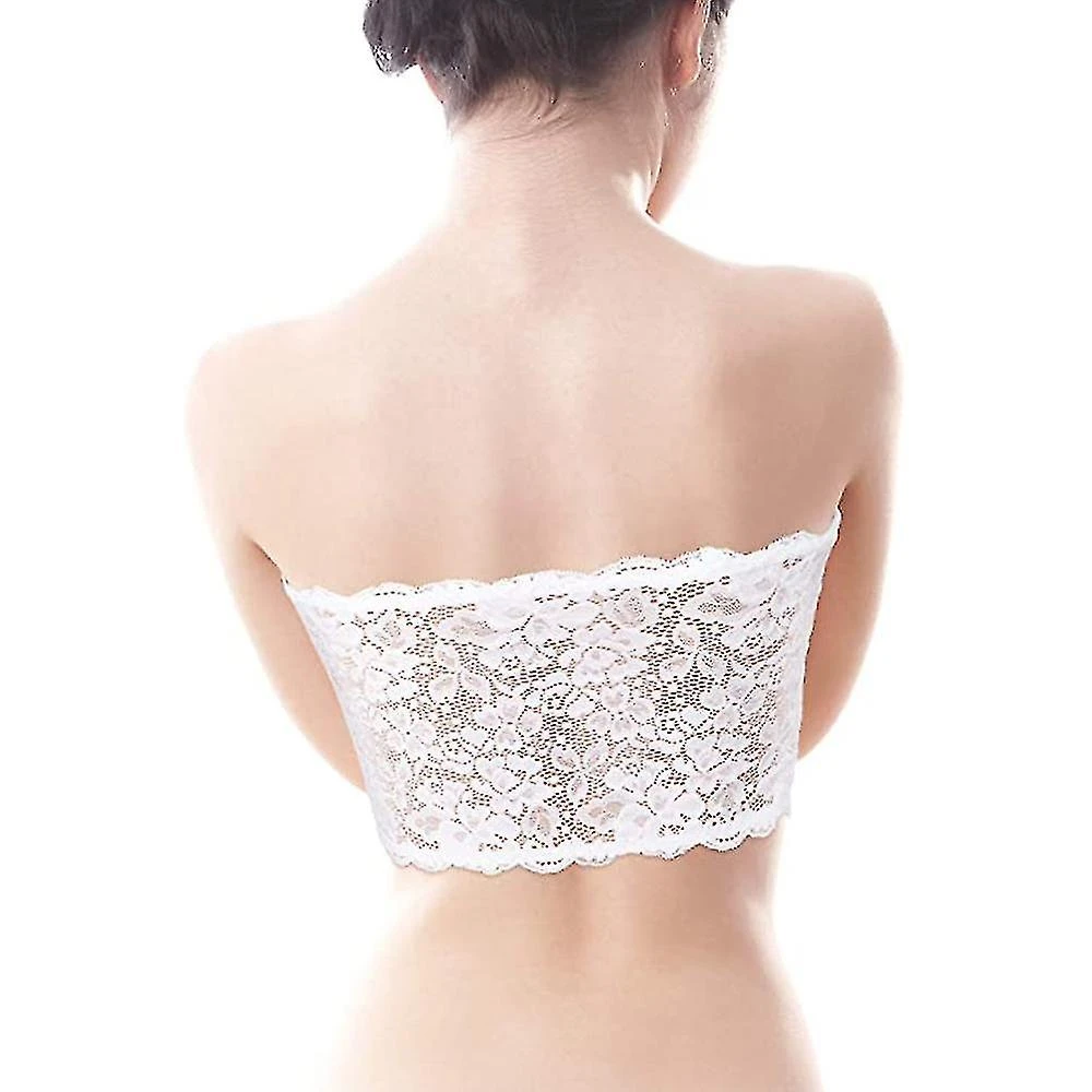 3 Pieces Women's Floral Lace Tube Top Bra Bandeau Strapless Bras