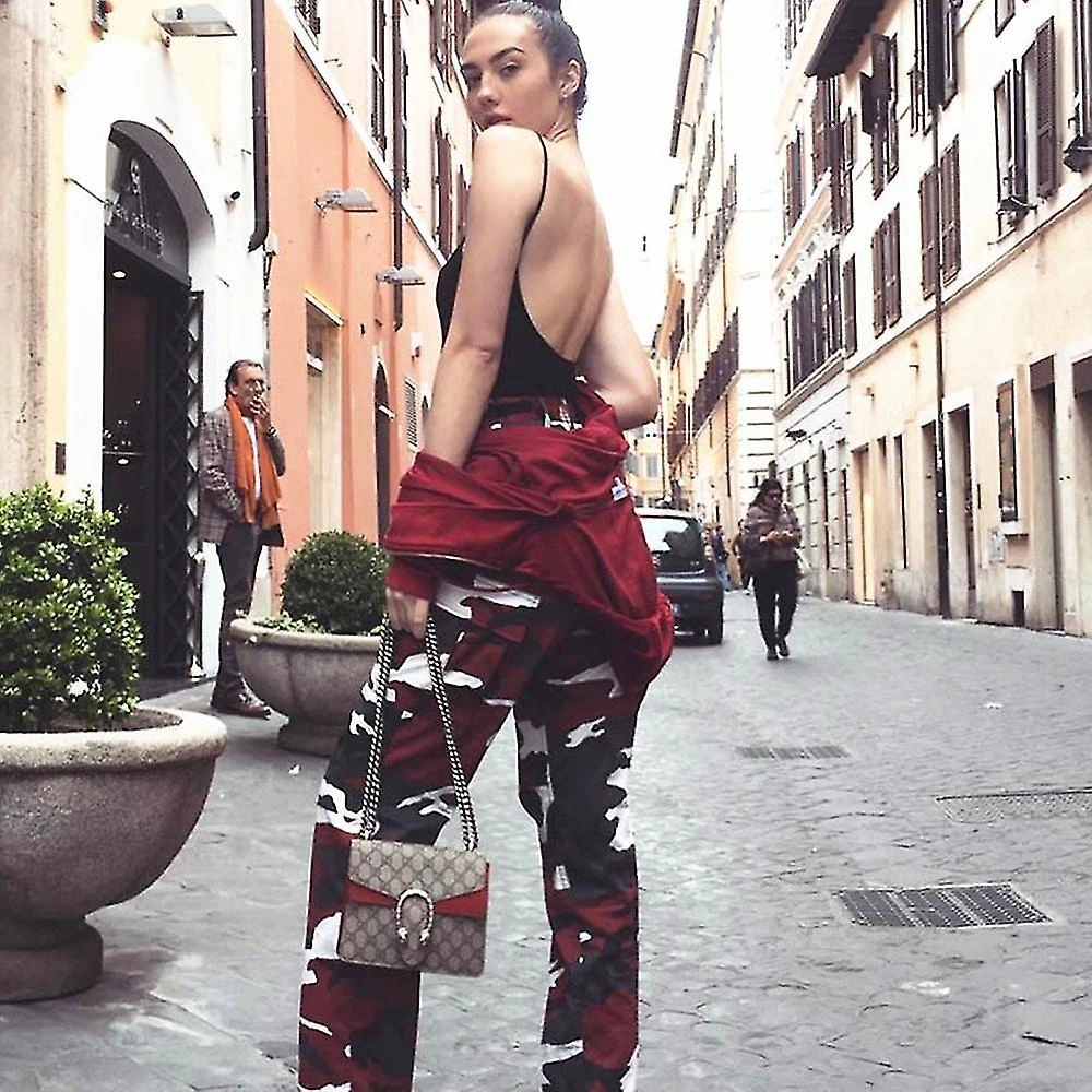 100% New Women's Camouflage Printed Harem Pants Elastic Foot Cuff Sports Baggy Trousers XL Yellow - Image 2