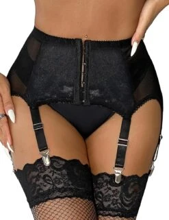 Women's Garter Belt Plus Size Lace Garter And 6 Metal Clips Adjustable Underwear Garter Suspenders Underwear Waist Garter Garter Set