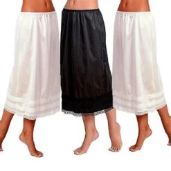 Womens Lace Underskirt Petticoat Under Dress Long Skirt Safety Skirt Oversize U_i 3XL Black