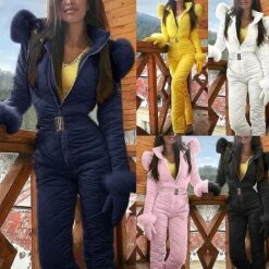 1 Women Winter Warm Snowsuit Outdoor Sports Pants Ski Suit Waterproof Jumpsuit 3Xl Yellow