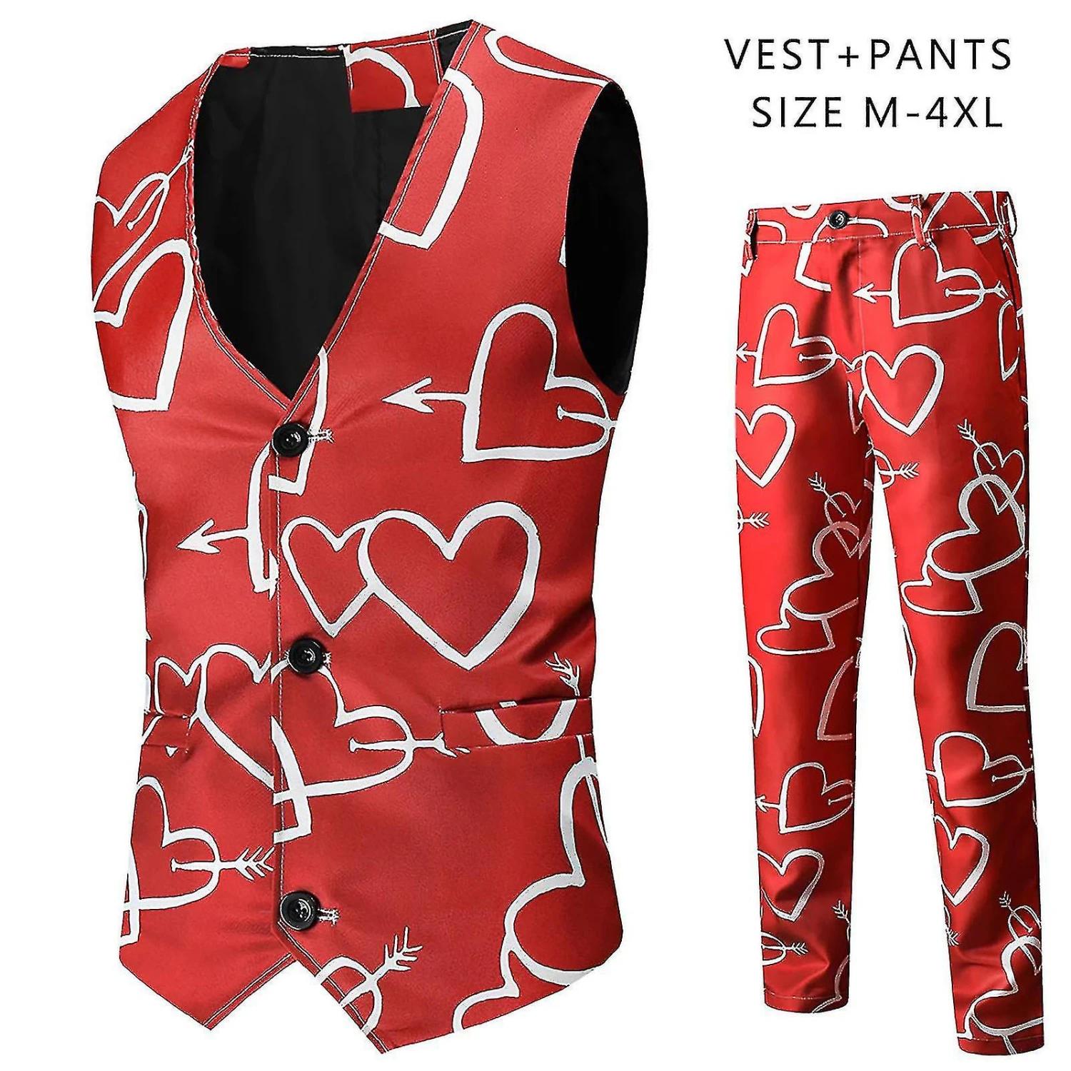 Men's Fashion Valentine's Day Suit Vest + Suit Pants Two-piece Suit