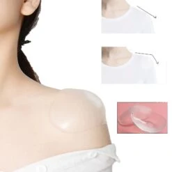 2pcs Silicone Epaulets Shoulder Push-up Adhesive Pads Shoulder Enhancer Transparent