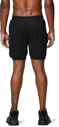 2 In 1 Running Shorts With Phone Pocket Gym Workout Quick Dry Mens Sho
