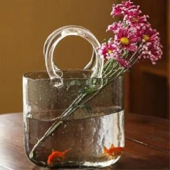 Nordic Glass Fish Tank Glass Vase Transparent Bag Hydroponic Flower Arrangement Vase Table Decorati