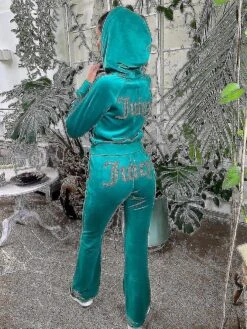 Velour Juicy Sewing Suit - Hoodies Velvet Zipper Sweatshirt And Pants Set, 2023 Women's Tracksuit_SSDLV L