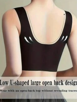 Solid Wireless Sports Bra, Comfy & Breathable Seamless Push Up Running Workout Tank Everyday Bra, Women's Lingerie & Underwear XXL
