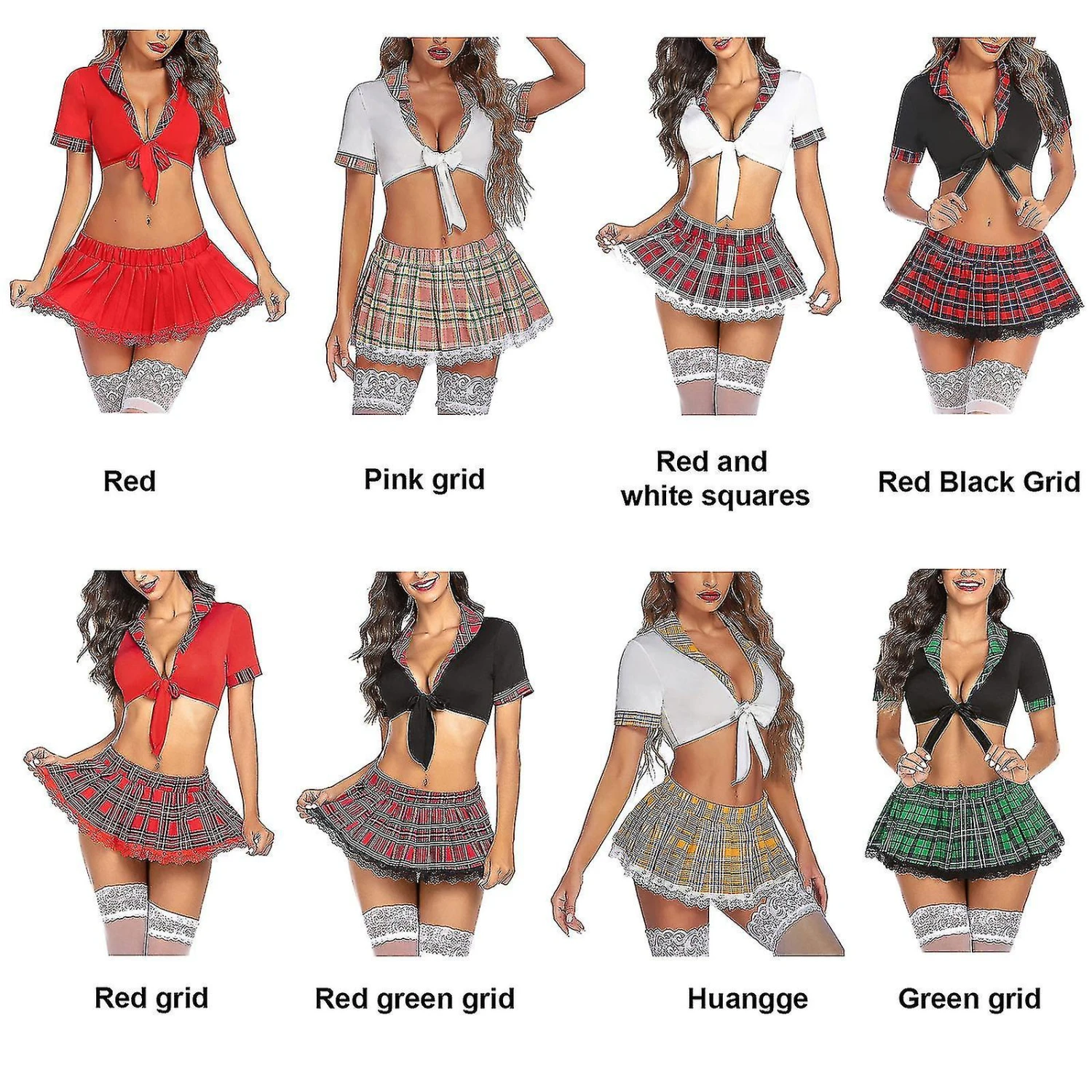 100% New,s-xxl Schoolgirl Lingerie For Women Roleplay Lingerie Set With Chequered Mini Skirt Pleated Skirt Sexy Student Costumes S - Image 2