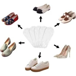 5 Pairs Women No Show Lace Boat Socks Non Slip Ankle Socks Low Cut Liner Invisible Socks Tw