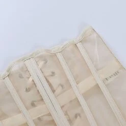 Christmas Women Elastic Mesh Corset Wide Waist Cummerbunds Bodycon Fashion Striped Belts Sexy Ladies Clothing Accessories L Beige