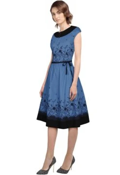 Chic Star Plus Size Retro Sleeveless Dress In Blue/Floral