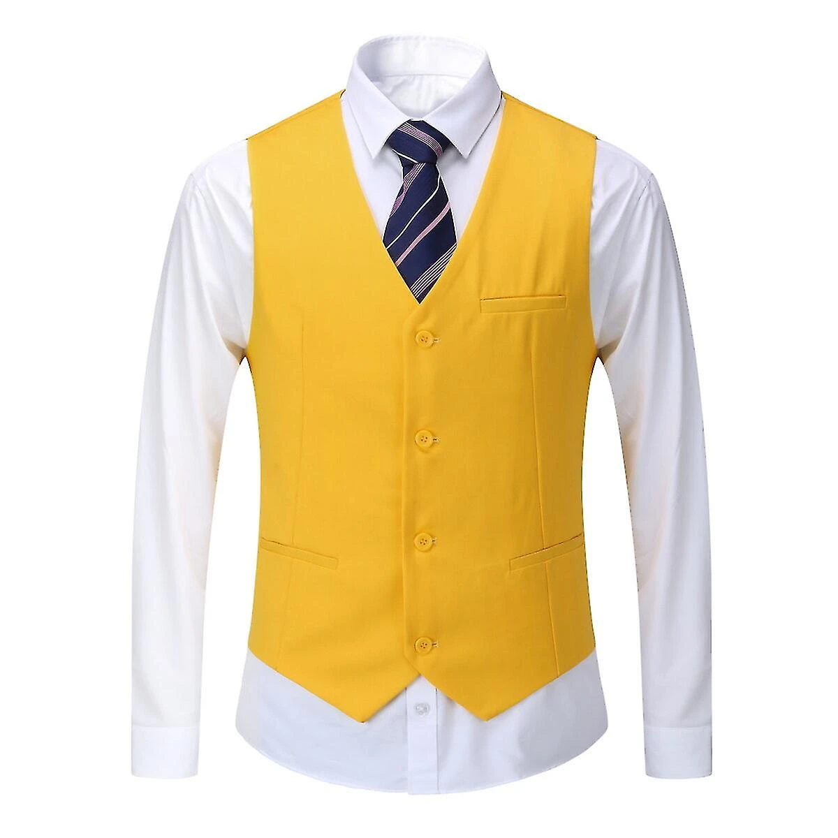 Allthemen Mens 3-Piece Solid Color Business One Button Lapel Blazer Vest Pants - Image 2