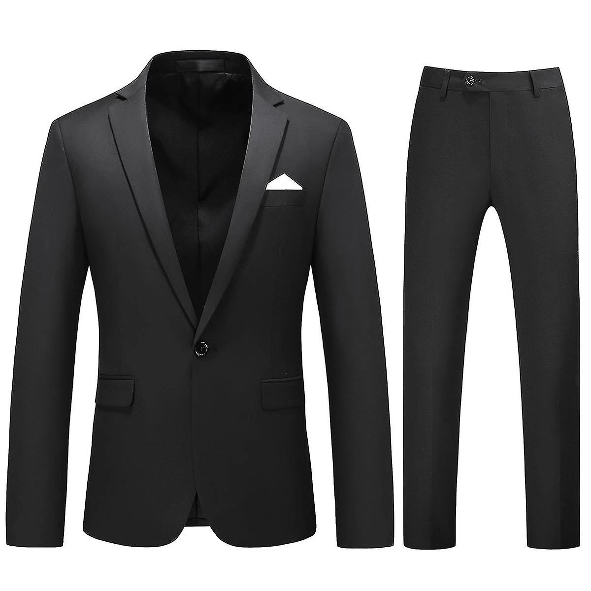 Mens 2-piece Solid Color Wedding Slim Fit Suit Jacketpants S - Image 4