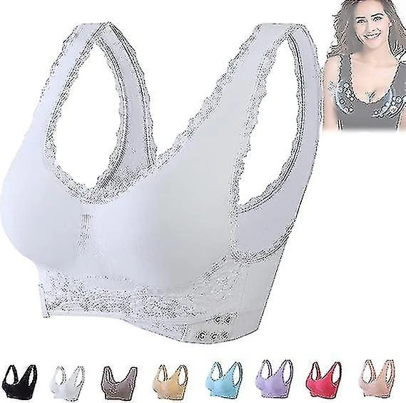 Bras For Older Women, Comfy Corset Bra Front Cross Side Buckle Lace Bras - Image 5