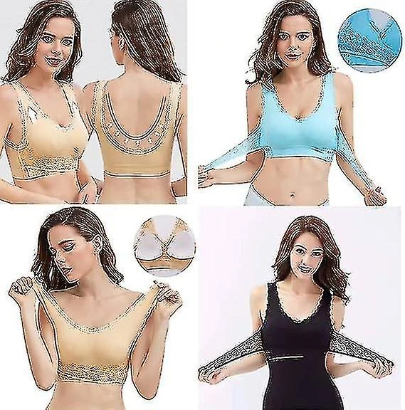 Bras For Older Women, Comfy Corset Bra Front Cross Side Buckle Lace Bras - Image 4