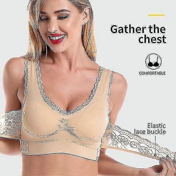 Bras For Older Women, Comfy Corset Bra Front Cross Side Buckle Lace Bras - Image 2