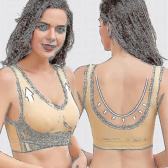 Bras For Older Women, Comfy Corset Bra Front Cross Side Buckle Lace Bras