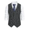 Men's Slim Fit Striped Business Suit Vest Formal Dress Tuxedo Waistcoat S Dark Grey