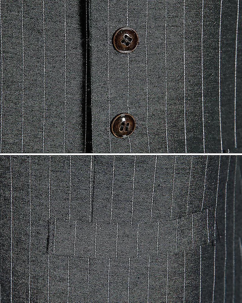 Men's Slim Fit Striped Business Suit Vest Formal Dress Tuxedo Waistcoat S Dark Grey - Image 3