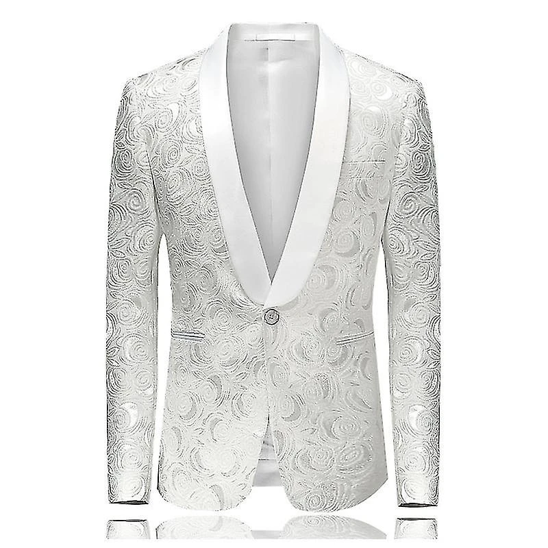 Men Floral Blazer Suit Jacket Dinner Party Prom Wedding Stylish Tuxedo XS
