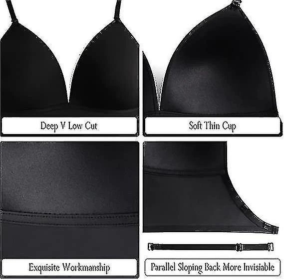 Low Back Bras For Women - Seamless Wire Free Bralette Backless Bras Black S