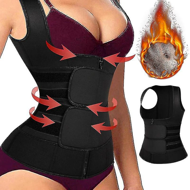 Women's Shapers Sweat Vest Neoprene Waist Trainer Vest Sauna Suit Adjustable Posture Corrector S