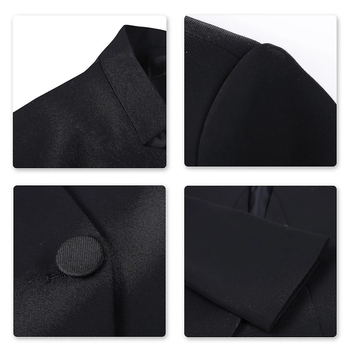 Womens 2-piece Business Suit Ruffle Hem One Button Professional Workwear (blazer + Skirt) Black - Image 2