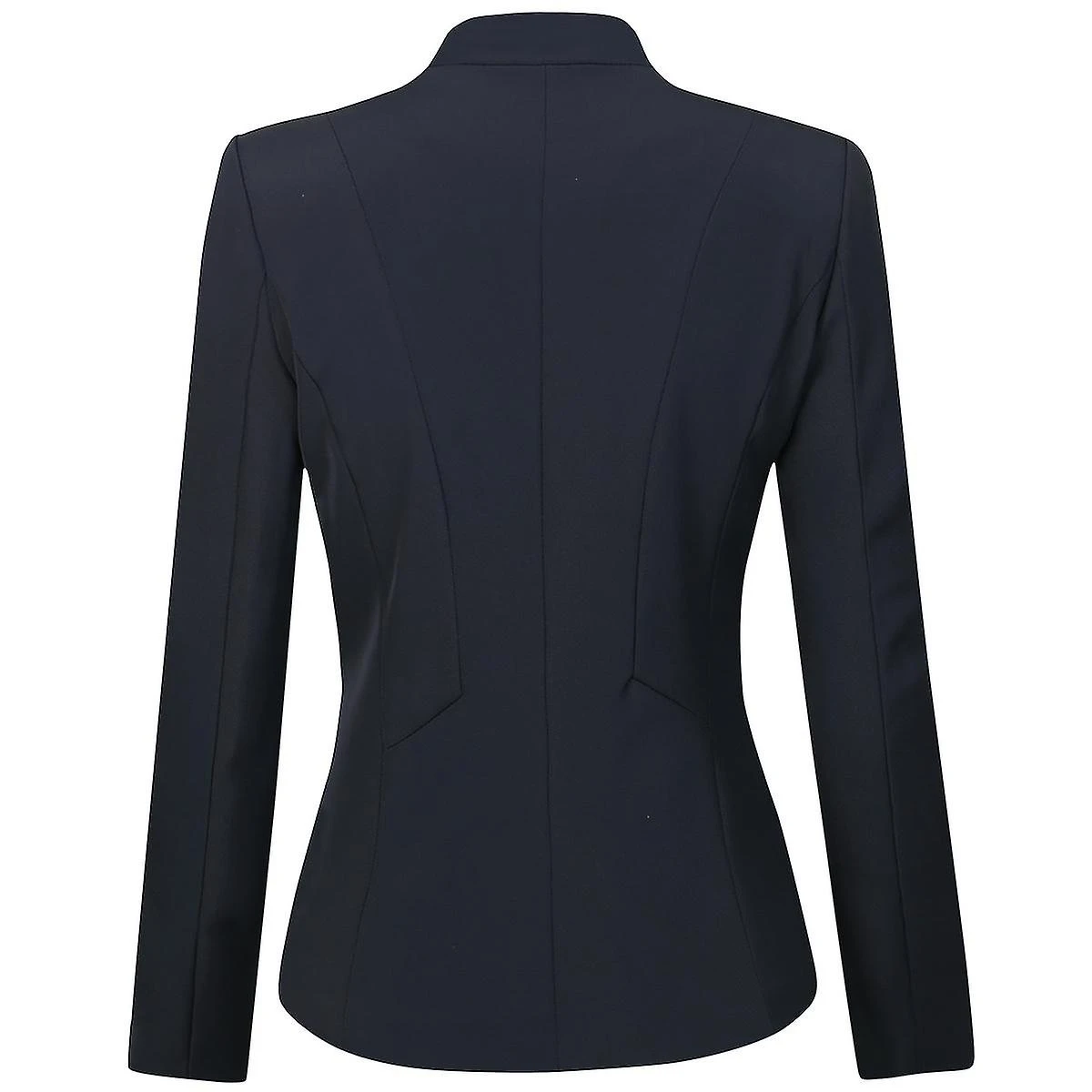 Womens 2-piece Business Suit Ruffle Hem One Button Professional Workwear (blazer + Skirt) Black - Image 4