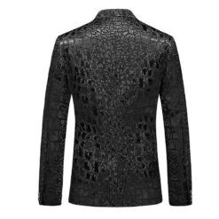 Men's Crocodile Pattern Jacket Suit Wedding Blazer Dinner Tuxedo For Party Style 1
