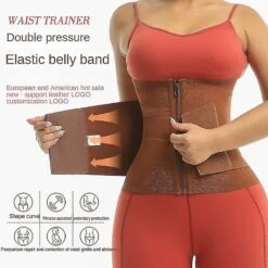 Girdle Belly Belt Reinforced Version Of The Women's Corset Girdle Waist Protection Sweat Sports Fitness XLXXL Burgundy