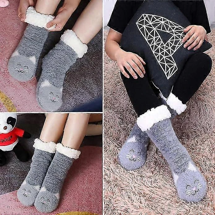 Slipper Socks For Women, Non-slip Warm Floor Socks, Winter Cute Comfortable Soft Wool Fluffy Socks For Women And Girls - Image 2