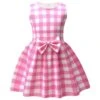 2023 European And American Movie Barbie Costume Children's Dress Plaid Print Girl Dress 9326 120cm